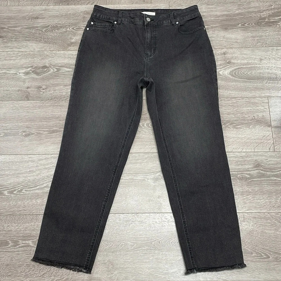 NWOT Cato C Est. 1946 Hi Rise Denim Jeans Black Raw Hem 12 - Picture 7 of 16